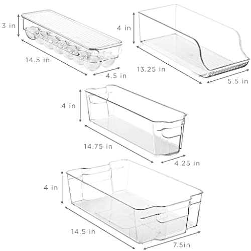 Sorbus 8 Pack Fridge & Pantry Organizer Bins Set - Clear, Stackable Storage