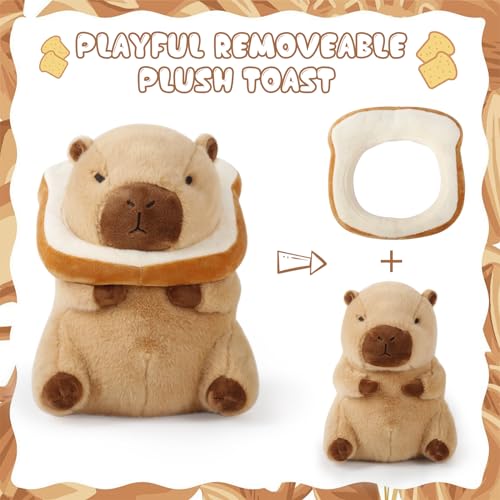 Toast Capybara Plush Pillow Capybara Stuffed Animal Toy with Bread Choker Cute Capybara Peluche for Girls Boys Kids