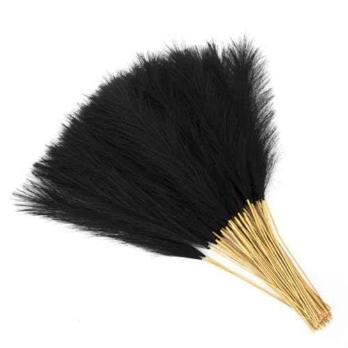 30Pcs Faux Pampas Grass,21.6" Artificial Pompous Grass for Home Wedding Boho Valentine St. Patrick Independence Halloween Fall Christmas Party Decor,Black