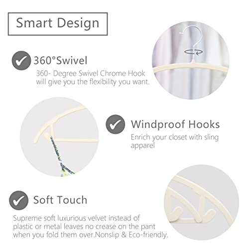 Ivory Velvet Suit Hangers 50 Pack - Rounded Shoulder Clothes Hangers