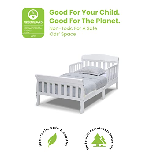 Delta Children Canton Toddler Bed White - Fits Full-Size Mattress, Safe & Sturdy