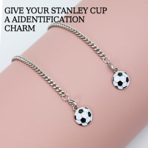 RENUIS Soccer Ball Silicone Straw Topper & Charm Chain for Stanley Cups - Soccer Ball1
