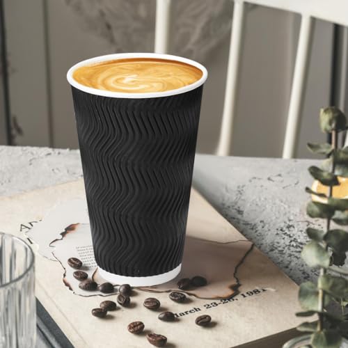 BYSNOW 16oz Disposable Coffee Cups with Lids - 100 Pack, Anti-Scald, Leakproof, For Takeout & Events