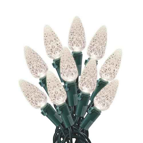 SYLVANIA 100 LED Warm White C6 Christmas Lights with Green Wire. 24.5' Lighted Length