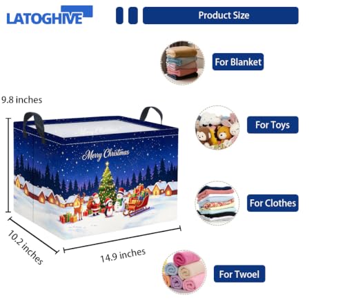 Christmas Night Rectangular Storage Basket - Festive Gift & Clothes Organizer