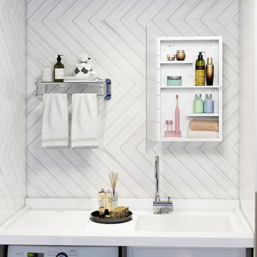 White 16x26 Medicine Cabinet with Beveled Mirror & Adjustable Shelves - Variation of THIS listing