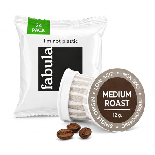 Fabula USDA Organic Medium Roast Coffee Pods for Keurig 2.0, 24 Count, Low Acid, Single Origin, Compostable & Non-GMO