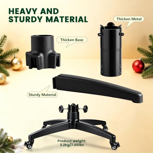 Rolling Christmas Tree Stand with Wheels, 7.5 ft fits 1-2.8 in trunk – Black