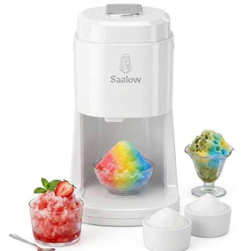 White Saalow Electric Snow Cone Maker with Adjustable Fineness & 135W Motor
