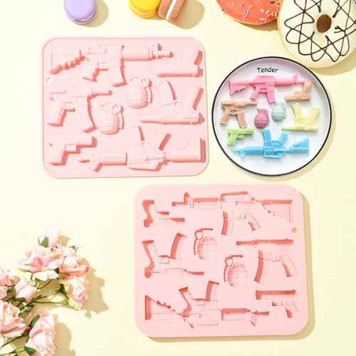 KitBeads 2Pcs Gun Silicone Molds Bullet Pistol Machine Fondant Molds for Baking Candle Crafts Party Cake Decoration Cupcake Topper