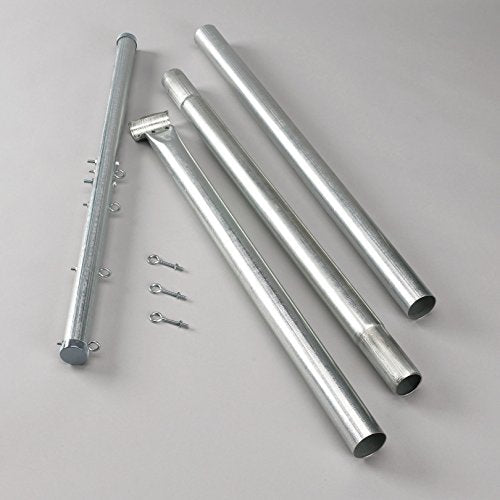 Household Essentials Steel Outdoor Clothesline T-Post with Crossbar & Eyelet Screws - Galvanized Rust-Resistant Support Pole for Yard & Patio, Variation: T-Post