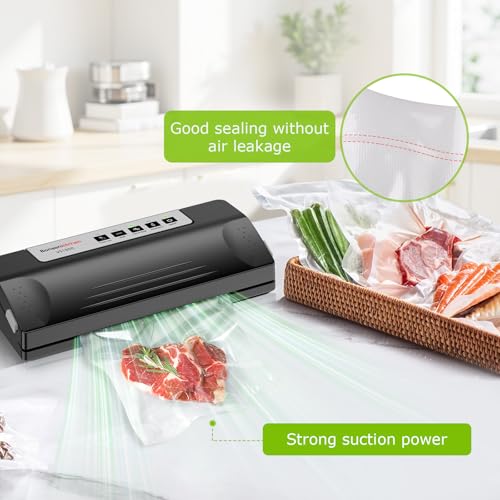 Vacuum Sealer Machine for Food Storage - Black/Silver, 5 Bags Included