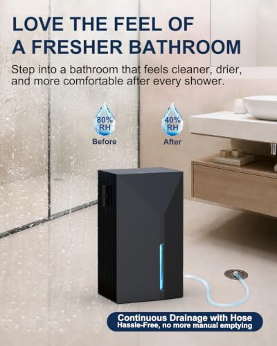 Dehumidifier for Home and Bathroom - 1000 Sq.Ft, 78oz Water Tank, Aromatherapy & Sleep Mode - Black
