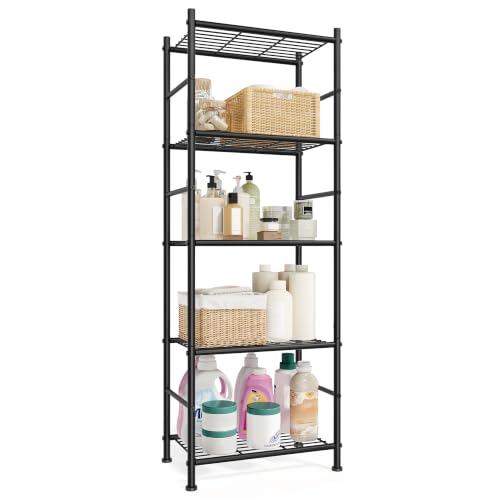 SONGMICS 5-Tier Steel Storage Rack - 15.7 W x 11.8 D x 56.7 H Inch Black Shelving Unit