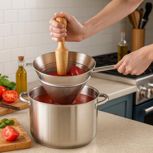 Stainless Steel Chinois Fine-Mesh Cone Sieve - 7-Inch for Sauces & Purees - Variation: Stainless Steel Chinois