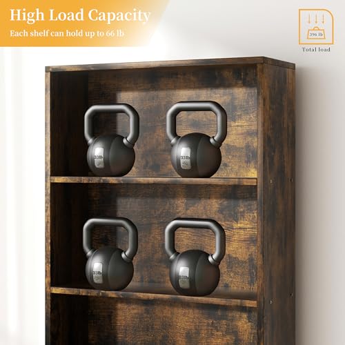 Brown 6-Tier Modern Bookcase - Floor Standing Open Shelves for Home & Office