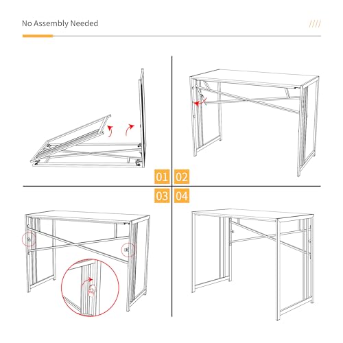 Foldable Computer Desk 32 Inch - Space Saving, Black, No Assembly