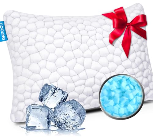 SUPA MODERN Cooling Pillow - White, Standard Size, Adjustable Firmness, CertiPUR-US Shredded Memory Foam - 1 Pack