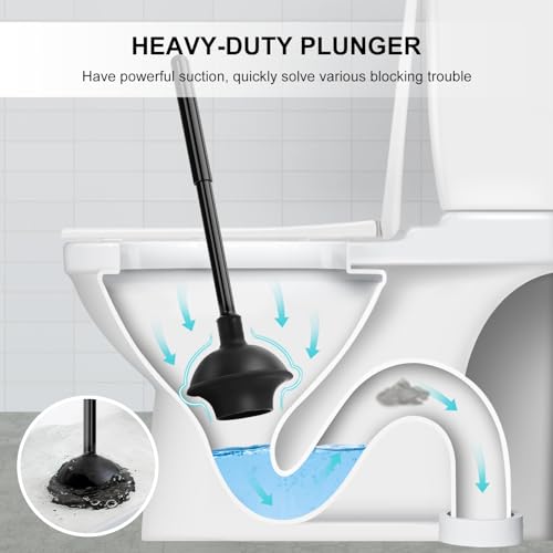 SetSail 3 Pack Toilet Brush and Plunger Set with Hidden Storage - Black