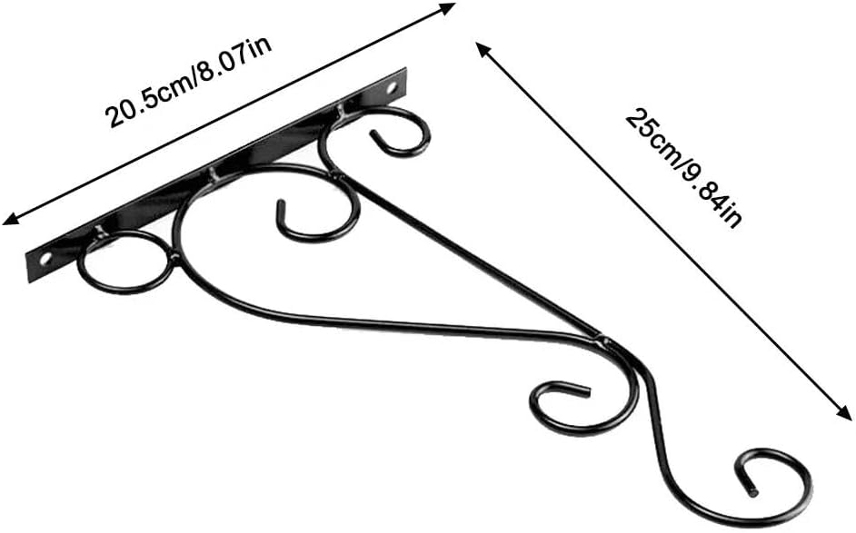 Metal Hanging Plant Brackets - 9.84-Inch Black Iron Wall Mount Hanger for Outdoor Plants & Lanterns