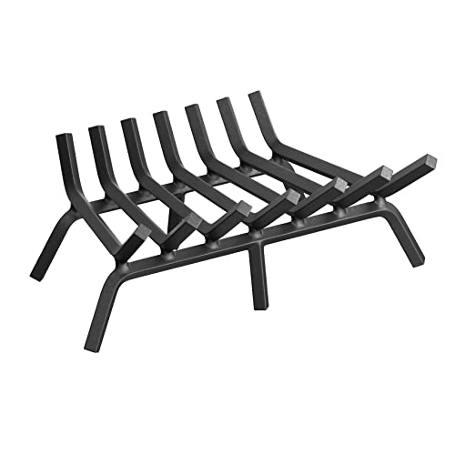 24 Inch Fireplace Grate - Heavy Duty Solid Steel Log Holder for Indoor & Outdoor Fireplaces