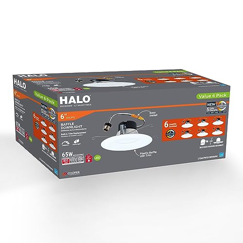 6-Pack Recessed LED Light Trim - 5 CCT Dimmable 750lm for 5/6 Inch Can Lights