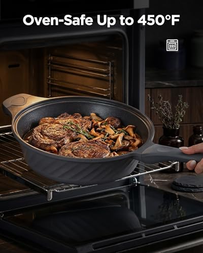 12-Inch Nonstick Deep Sauté Pan with Lid, 6 Quart Large Skillet