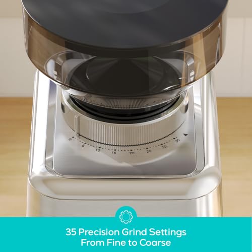 Conical Burr Coffee Grinder with 35 Grind Settings - Compact Home Use