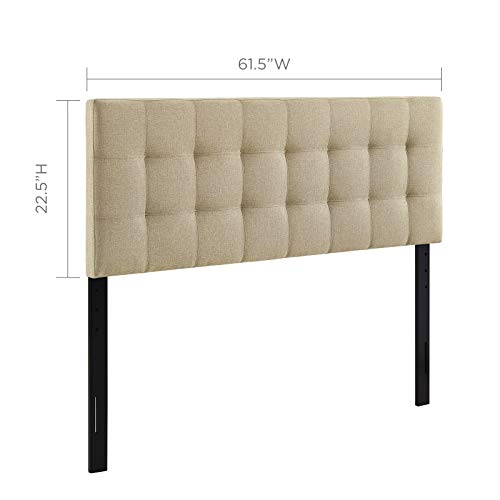 Queen Linen Tufted Upholstered Headboard - Beige, Adjustable Height