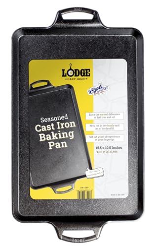 Lodge Pre-Seasoned Cast Iron Baking Pan, Rectangular, 15.5 x 10.5