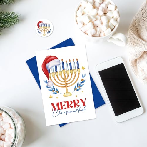Whaline Hanukkah Candlestick Christmas & Hanukkah Greeting Card Set 24 pcs