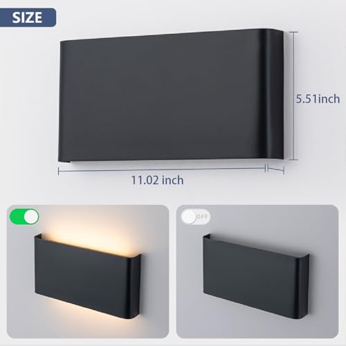 Black 4 Pack Modern 15W LED Wall Sconces with Up Down Lights, 11.02in