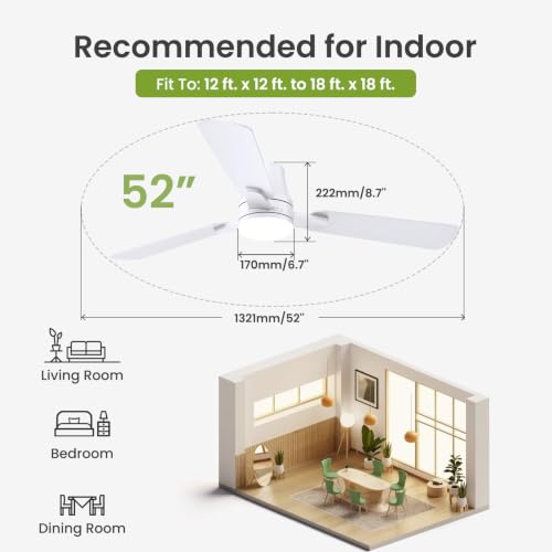White 52-Inch Ceiling Fan with Lights & Remote - Easy Assembly, Reversible Blades