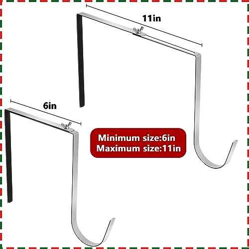 Christmas Headstone Wreath Hanger- Fit 6"-11" Adjustable Cemetery Tombstone Wreath Holder- Stainless Steel Cemetery Gravestone Wreath Stand for Christmas Easter Memorial Day Gravestone Decoration