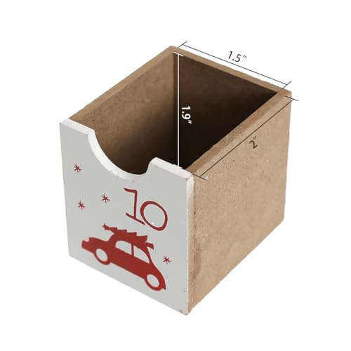Christmas Wooden Advent Calendar with LED Lights, Snowman & Santa - 24 Drawers Holiday Countdown Decor