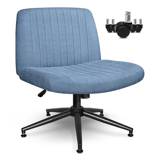 Neo Chair Blue Dual Base Criss Cross Office Chair with Wheels & Foot Pads