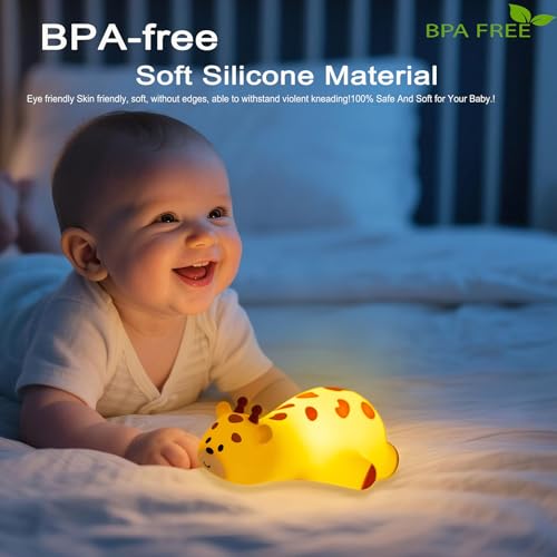 DREAMING MY DREAM Cute Giraffe Night Light for Kids,3 Levels Dimmable Bedside Touch Lamp Rechargeable Squishy Nursery lightwith 30min Timmer Function, Baby Kids Room Decor, Gifts for Girls boy