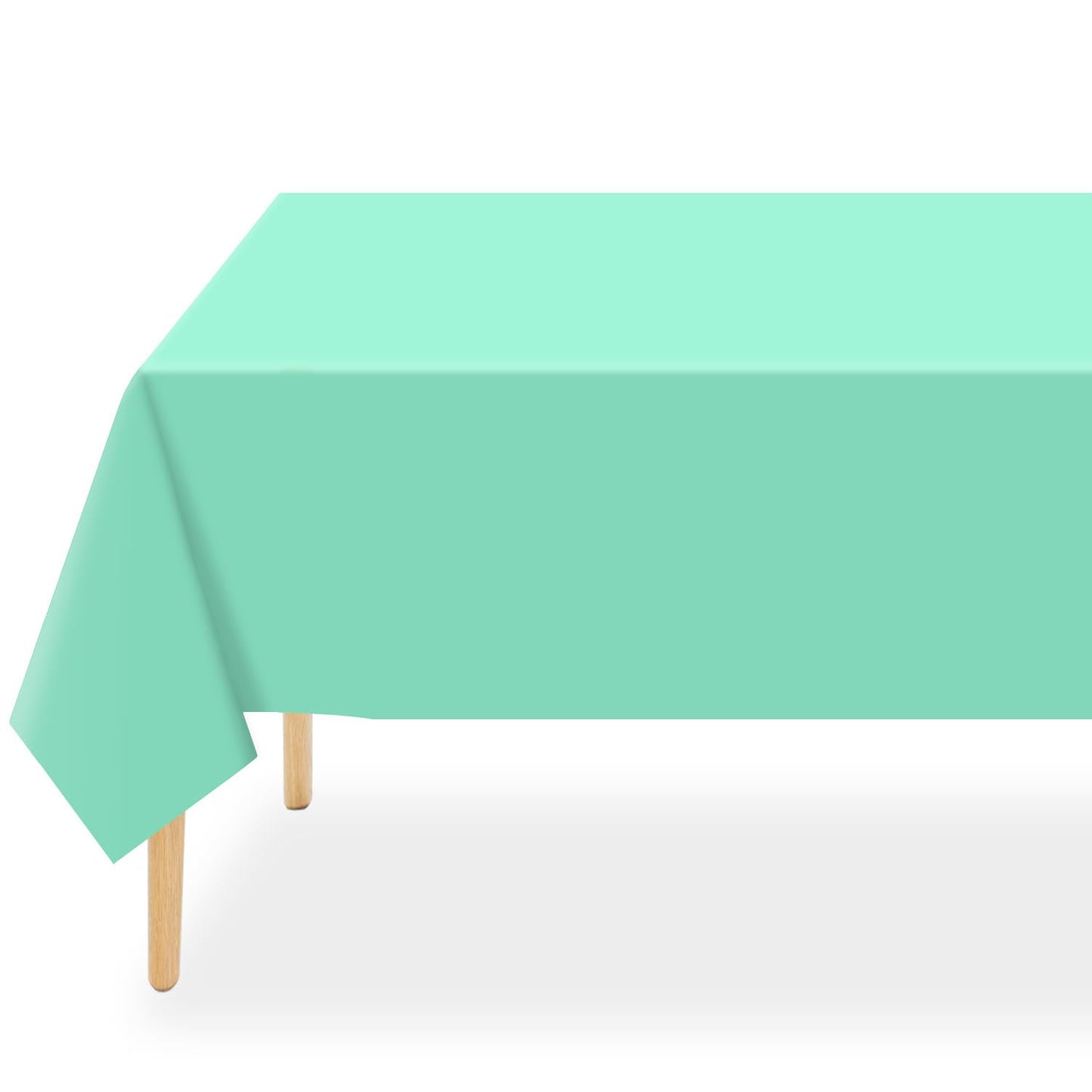 QIKSION Fresh Mint Plastic Table Cloth Disposable 12 Pack, 54 x 108 Inch Tablecloths for Party, Birthday, Rectangle Table Cover