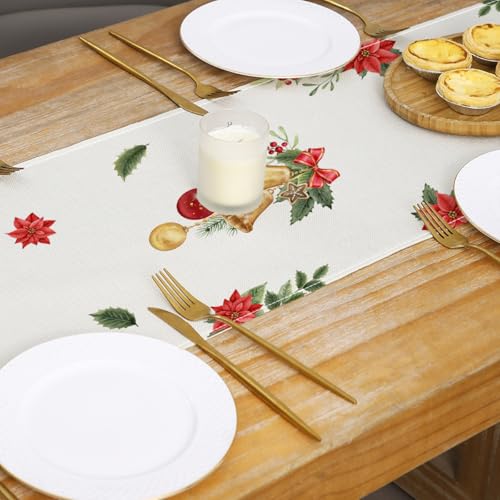 Aqrbeci Christmas Gnomes Table Runner 13x72 Inch with Gnomes - Holiday Kitchen Decor