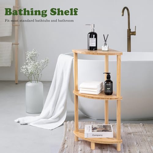 GUGIGIP Shower Caddy-022 Corner Bamboo Bathroom Organizer, Waterproof, Space-Saving Stand