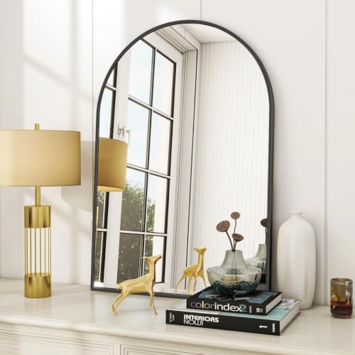 VooBang Black 36x24 Inch Arched Wall Mirror Bathroom Vanity Frame