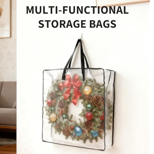 Garvee 26-Inch 8-Pack Clear Wreath Storage Bags with Zipper, 66x66x22cm