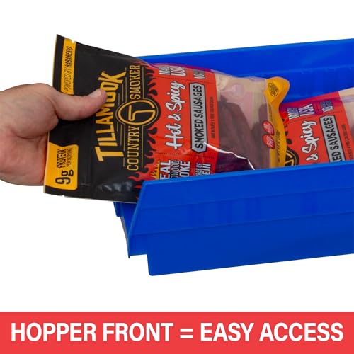 Akro-Mils Heavy Duty Plastic Shelf Bin - Blue / Bin Box, 12x8x4 inch, 12-Pack