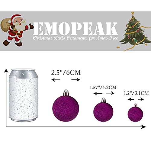 Emopeak 24 Count Purple Mini Christmas Balls Ornaments 1.2 Inch (Purple, 1.2 Inch)