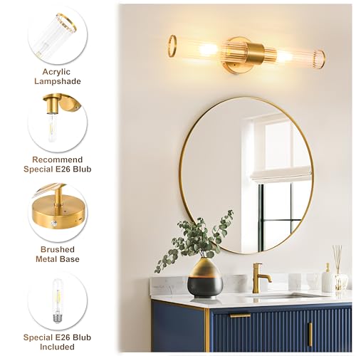 Gold Battery Operated Wall Sconces Set of Two Dimmable Rechargeable Lighting with Remote