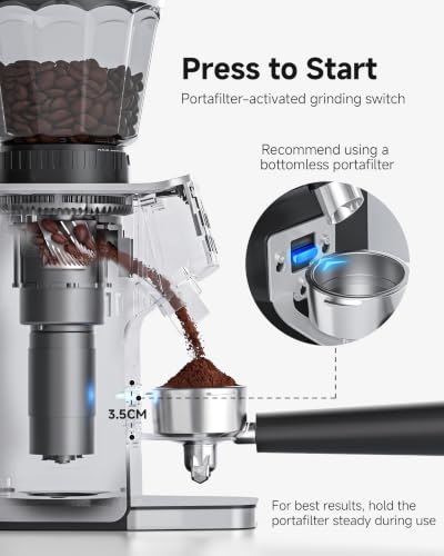AAOBOSI Espresso Coffee Grinder 45 Grind Settings Anti-Static Compact Home Use