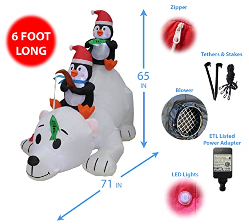 6 FT Lighted Christmas Inflatable Penguins & Polar Bear Holiday Decor