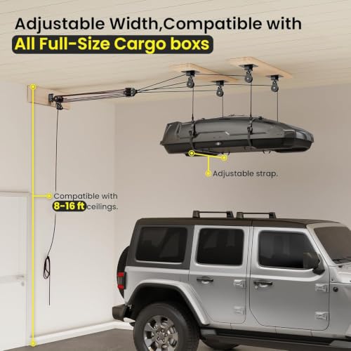 Garage Ceiling Storage Hoist System - Classic Black, 180lbs Capacity