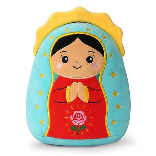 Lady of Guadalupe Plush Pillow, 8 Inches Jesus Plush Stuffed Doll Religious Virgin Maria Plushies Toys Gifts, Christian Easter Christmas Party Favors Decorations