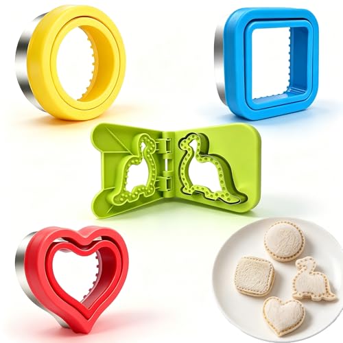 Uncrustable Sandwich Cookie Cutters Round Square Heart Dinosaur